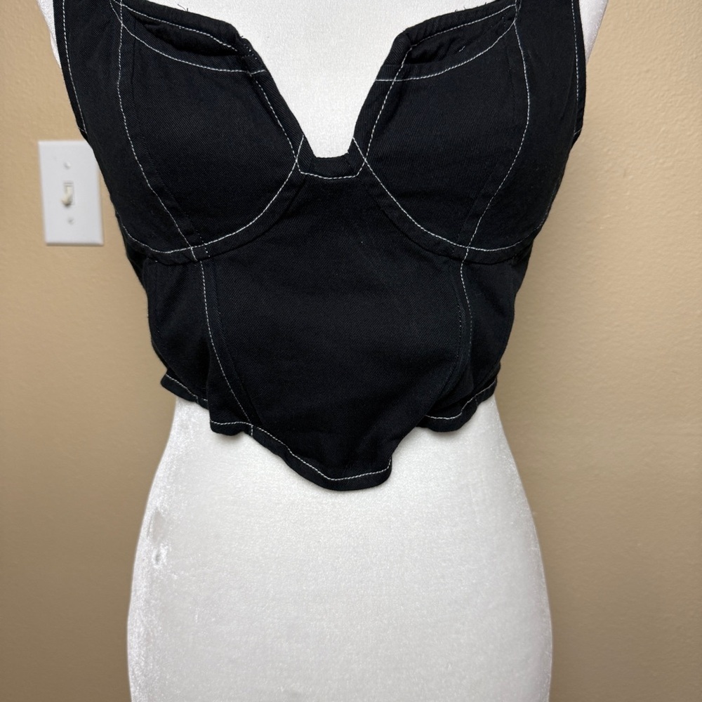 LONE STAR Contrast Stitch Corset Style Bustier Crop Top Medium - Picture 3 of 6
